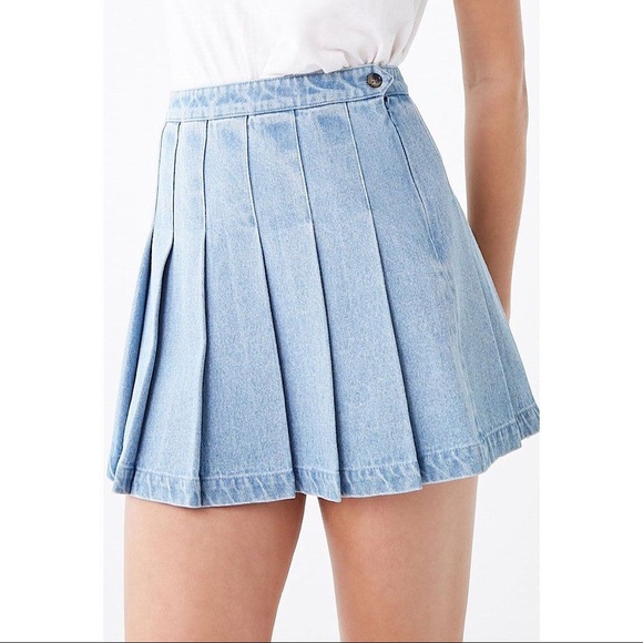 Forever 21 Dresses & Skirts - Forever 21 Denim Pleated Skirt